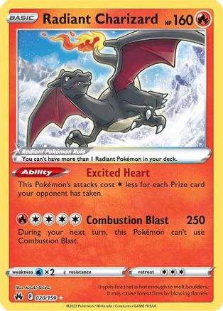 Radiant Charizard (020/159) [Sword & Shield: Crown Zenith] | Silver Goblin