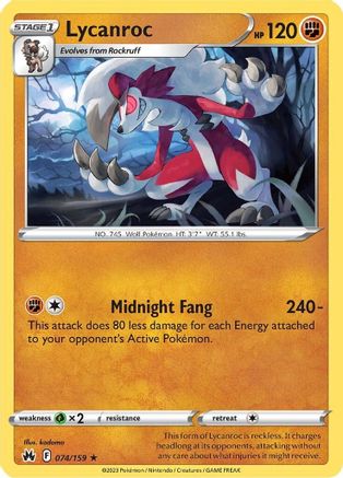 Lycanroc (074/159) [Sword & Shield: Crown Zenith] | Silver Goblin