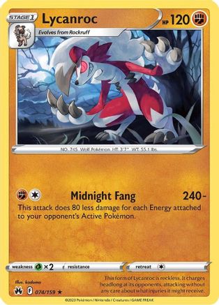 Lycanroc (74) Reverse Holofoil - Crown Zenith