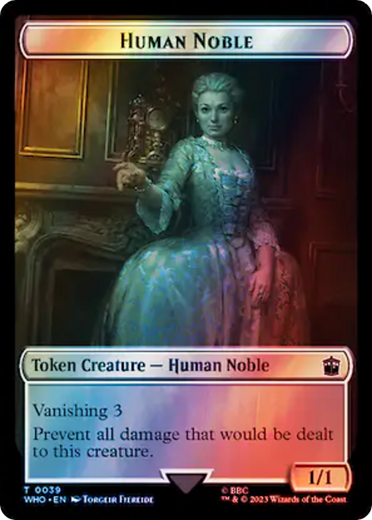 Human Noble // Beast Double-Sided Token (Surge Foil) [Doctor Who Tokens] | Silver Goblin