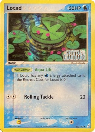 Lotad - 055/100 (EX Crystal Guardians Reverse Holofoil) (55) Reverse Holofoil - Crystal Guardians