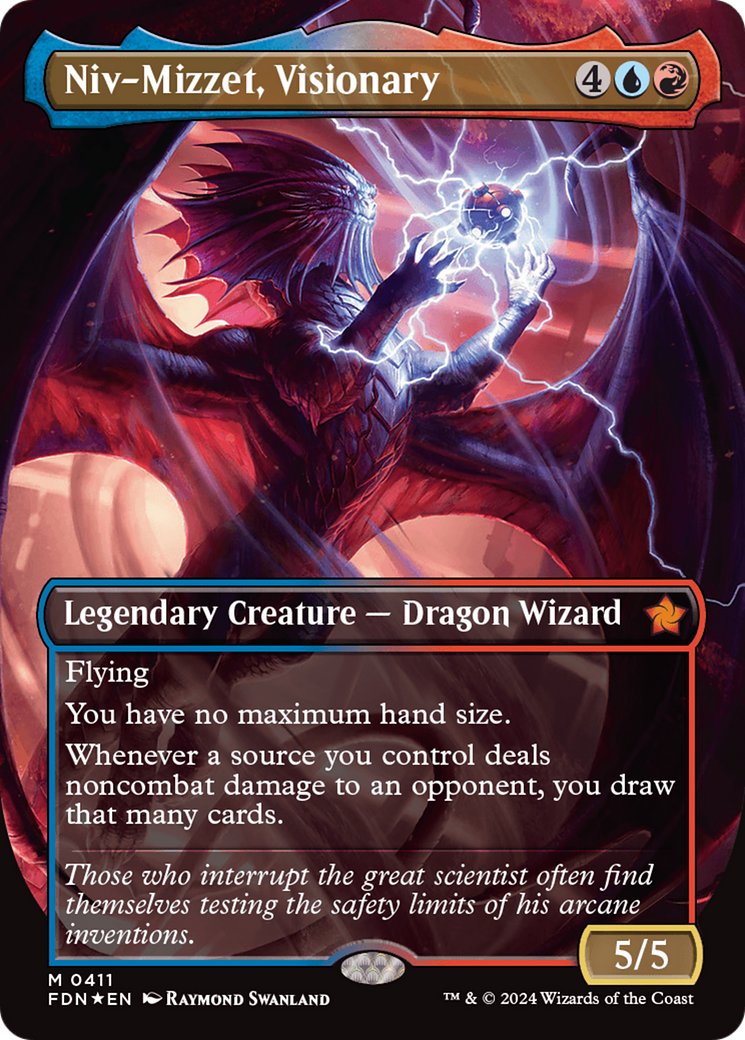 Niv-Mizzet, Visionary (Borderless) (Mana Foil) [Foundations] | Silver Goblin