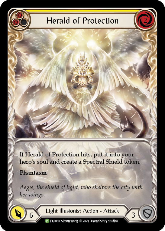 Herald of Protection (Yellow Extended Art) [FAB030] (Promo)  Rainbow Foil | Silver Goblin