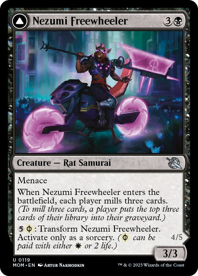 Nezumi Freewheeler // Hideous Fleshwheeler [March of the Machine] Foil