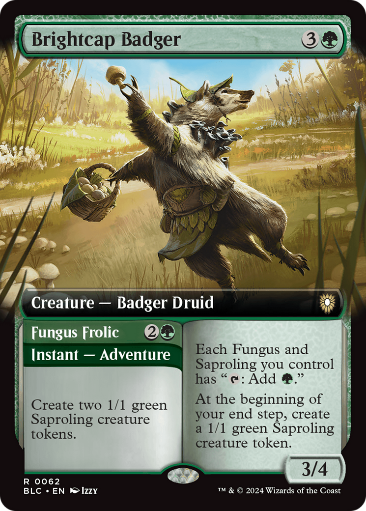 Brightcap Badger // Fungus Frolic (Extended Art) [Bloomburrow Commander] | Silver Goblin
