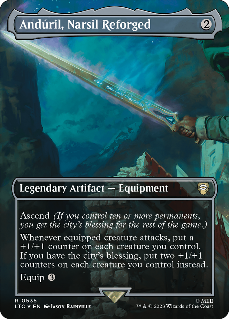 Anduril, Narsil Reforged (Borderless) (Surge Foil) [The Lord of the Rings: Tales of Middle-Earth Commander] | Silver Goblin