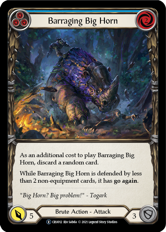 Barraging Big Horn (Blue) [U-CRU012] (Crucible of War Unlimited)  Unlimited Rainbow Foil | Silver Goblin