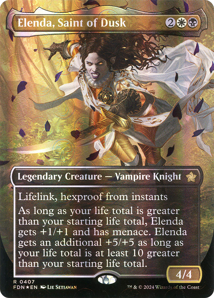 Elenda, Saint of Dusk (Borderless) (Mana Foil) [Foundations] | Silver Goblin