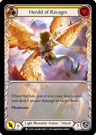 Herald of Ravages (Extended Art) (Yellow) - LGS154 Rainbow Foil (LGS154) - Flesh and Blood: Promo Cards | Silver Goblin