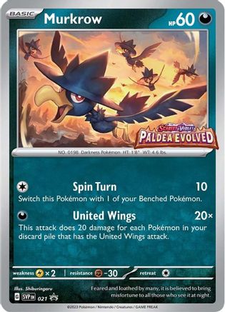 Murkrow - 021 (Prerelease) (21) Holofoil - SV Scarlet & Violet Promo Cards