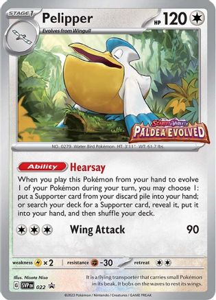 Pelipper - 022 (Prerelease) (22) Holofoil - SV Scarlet & Violet Promo Cards