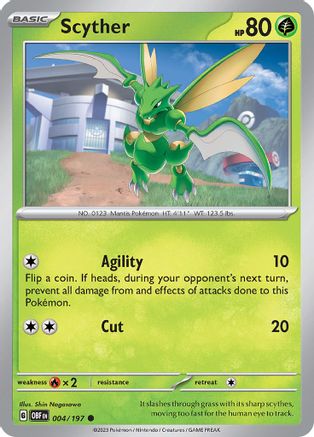 Scyther (004/197) [Scarlet & Violet: Obsidian Flames] Reverse Holofoil