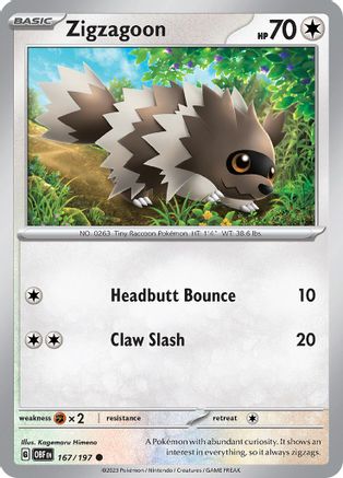 Zigzagoon (167/197) [Scarlet & Violet: Obsidian Flames] | Silver Goblin