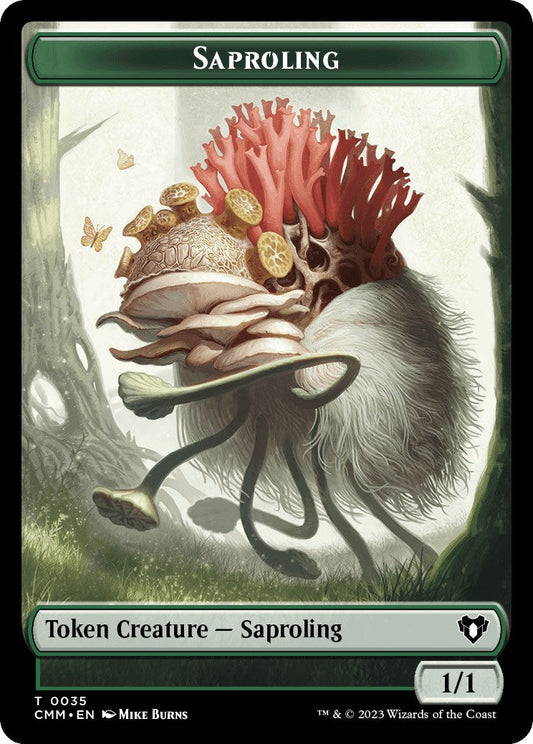 Saproling // Elf Druid Double-Sided Token [Commander Masters Tokens] Foil