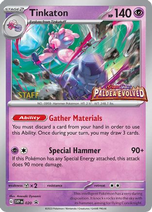 Tinkaton - 020 (Prerelease) [Staff] (20) Holofoil - SV Scarlet & Violet Promo Cards