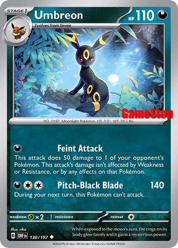 Umbreon (130/197) (GameStop Exclusive) [Scarlet & Violet: Obsidian Flames] | Silver Goblin