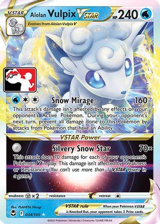 Alolan Vulpix VSTAR (034/195) [Prize Pack Series Three] | Silver Goblin