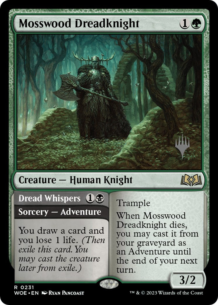 Mosswood Dreadknight // Dread Whispers (Promo Pack) [Wilds of Eldraine Promos] Foil