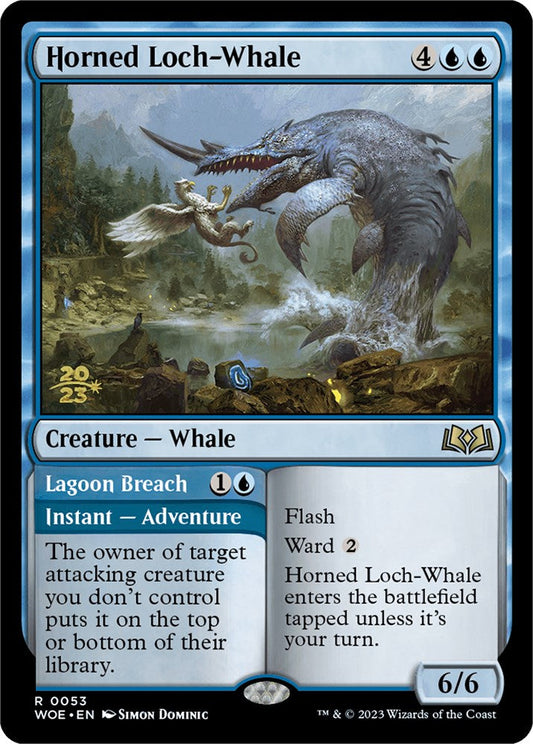 Horned Loch-Whale // Lagoon Breach (Promo Pack) [Wilds of Eldraine Promos] Foil