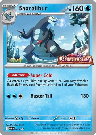 Baxcalibur - 019 (Prerelease) [Staff] (19) Holofoil - SV Scarlet & Violet Promo Cards