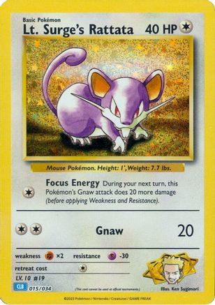 Lt. Surge's Rattata (15) Holofoil - Trading Card Game Classic