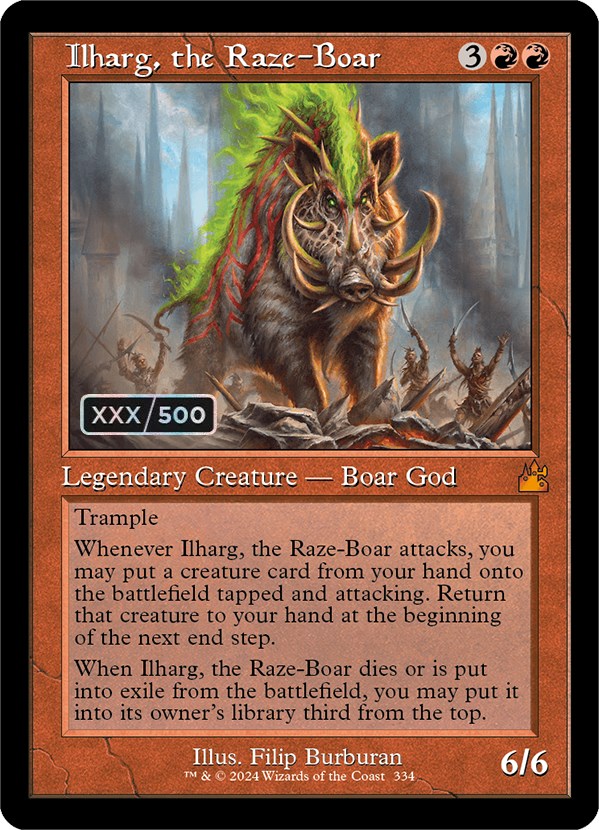 Ilharg, the Raze-Boar (Retro) (Serialized) [Ravnica Remastered] | Silver Goblin