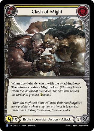 Clash of Might (Yellow) (HVY138) Rainbow Foil - Heavy Hitters