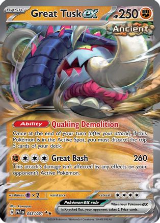 Great Tusk ex (53) Holofoil - Paldean Fates