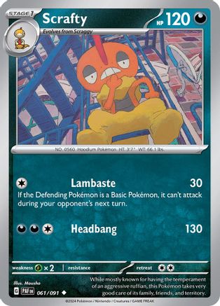 Scrafty (61) Reverse Holofoil - Paldean Fates