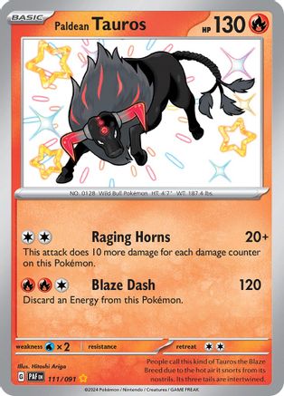 Paldean Tauros (111) Holofoil - Paldean Fates