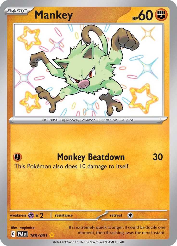 Mankey (169/091) [Scarlet & Violet: Paldean Fates] | Silver Goblin