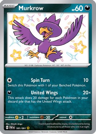Murkrow (181) Holofoil - Paldean Fates
