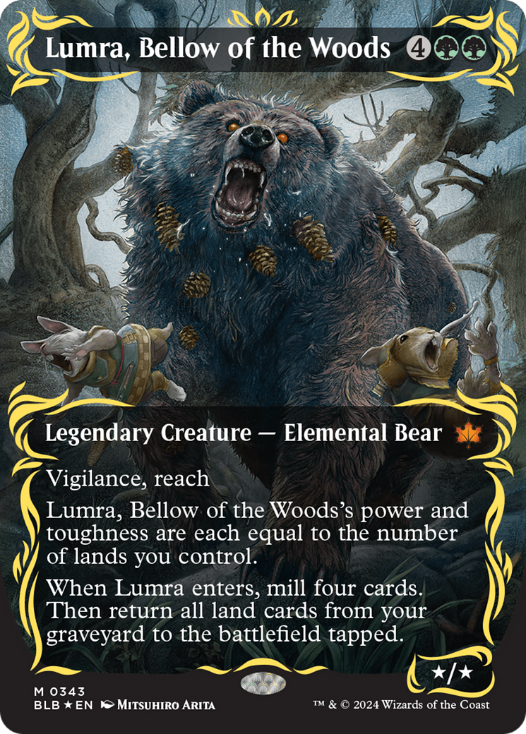 Lumra, Bellow of the Woods (Borderless) (Raised Foil) [Bloomburrow] | Silver Goblin