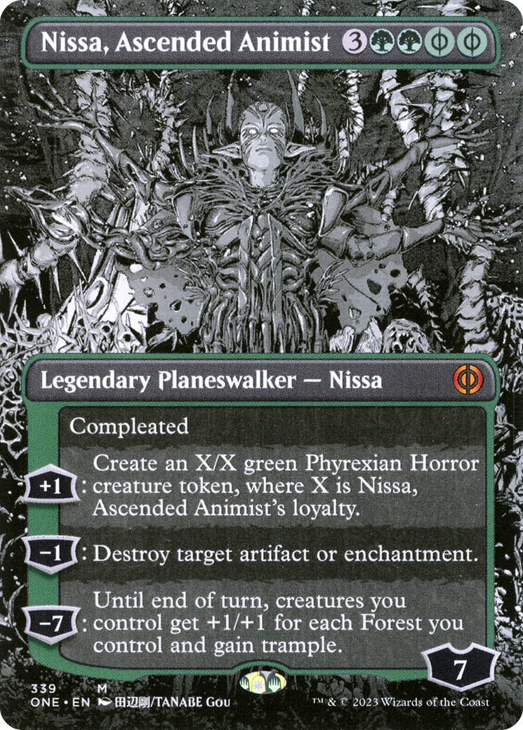 Nissa, Ascended Animist (Borderless Manga) [Phyrexia: All Will Be One] Foil
