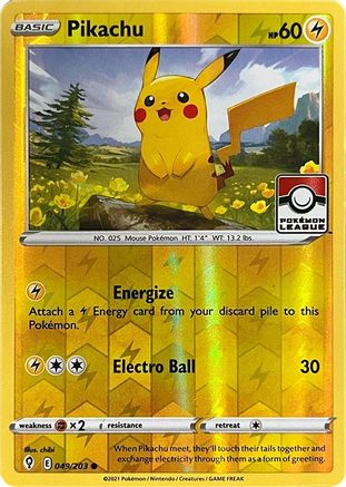 Pikachu - 049/203 (Pokemon League) (49) Reverse Holofoil - League & Championship Cards