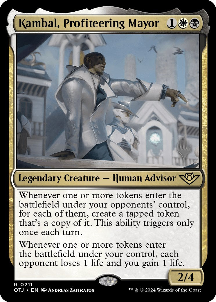 Kambal, Profiteering Mayor (Promo Pack) [Outlaws of Thunder Junction Promos] | Silver Goblin