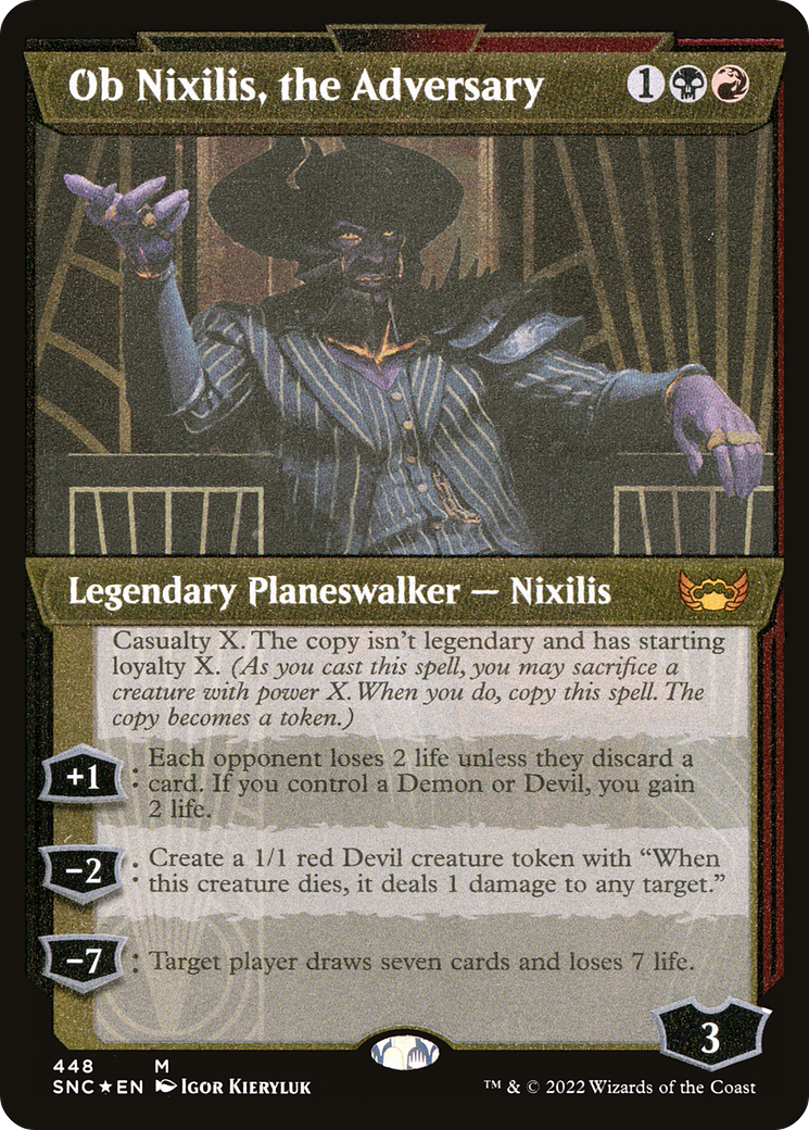 Ob Nixilis, the Adversary (Showcase Art Deco Foil Etched) [Streets of New Capenna] | Silver Goblin