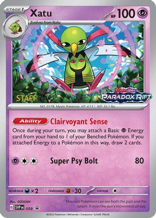 Xatu - 059 (Prerelease) [Staff] (59) Holofoil - SV Scarlet & Violet Promo Cards