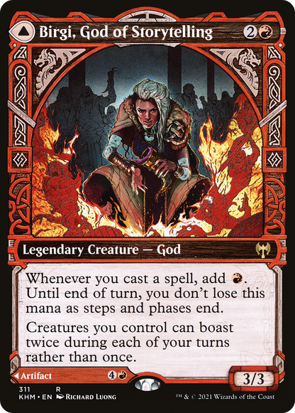 Birgi, God of Storytelling // Harnfel, Horn of Bounty (Showcase) [Kaldheim] Foil