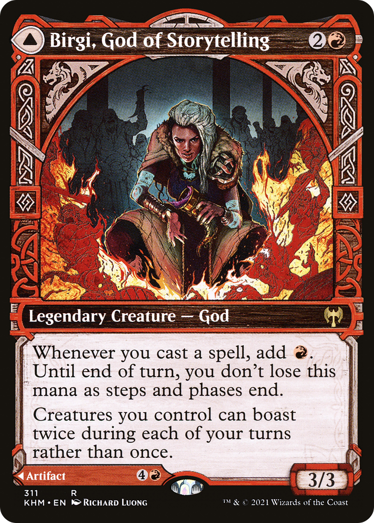 Birgi, God of Storytelling // Harnfel, Horn of Bounty (Showcase) [Kaldheim] Foil