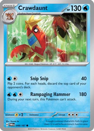Crawdaunt (048/167) [Scarlet & Violet: Twilight Masquerade] Reverse Holofoil