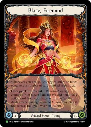 Blaze, Firemind - HER117 Rainbow Foil (HER117) - Flesh and Blood: Promo Cards | Silver Goblin