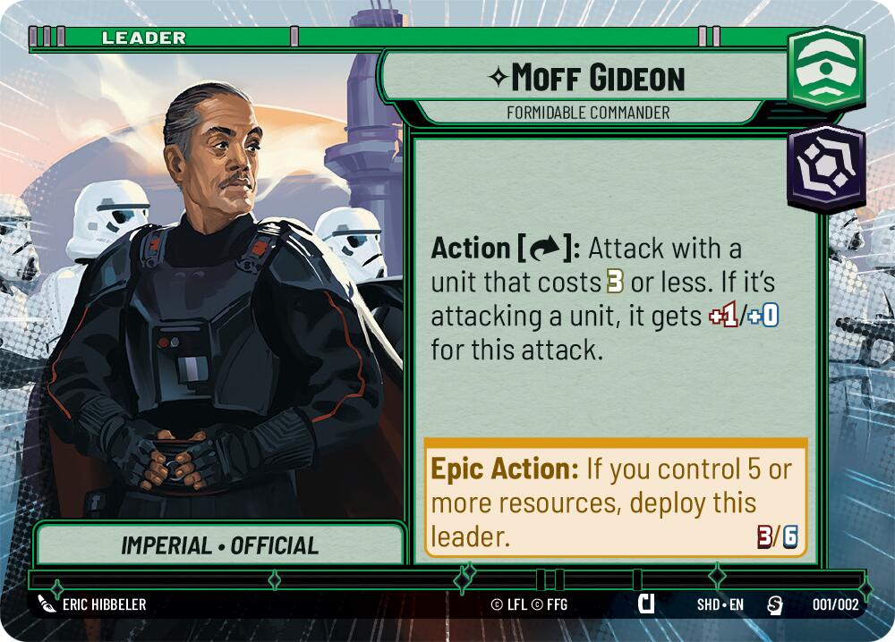 Moff Gideon - Formidable Commander (Hyperspace) (Prerelease Promos) (001/002) [Shadows of the Galaxy Promos] | Silver Goblin