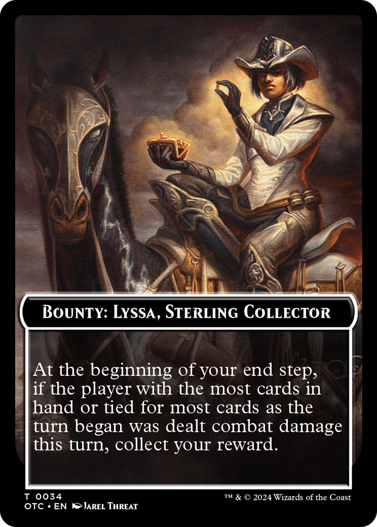 Bounty: Lyssa, Sterling Collector // Bounty Rules Double-Sided Token [Outlaws of Thunder Junction Commander Tokens] | Silver Goblin