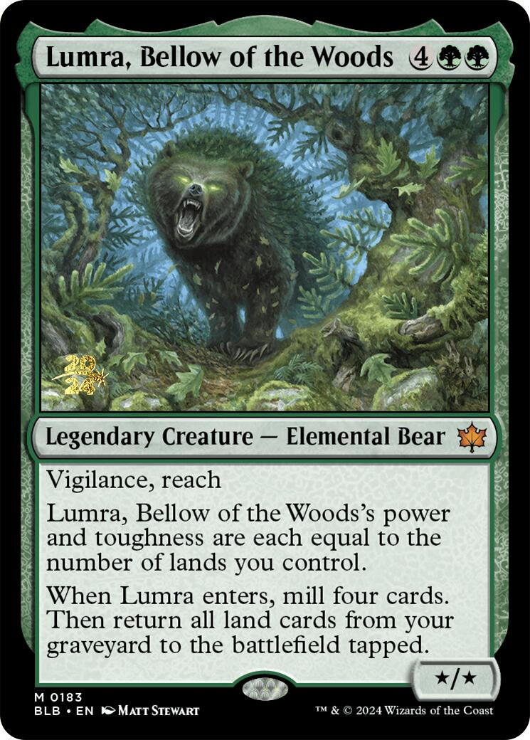 Lumra, Bellow of the Woods [Bloomburrow Prerelease Promos] | Silver Goblin
