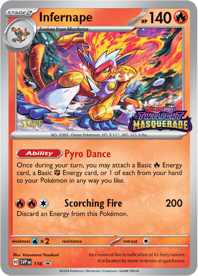 Infernape (116) (Staff) [Scarlet & Violet: Black Star Promos] | Silver Goblin