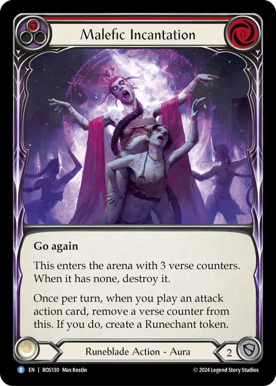 Malefic Incantation (Red) [ROS130] (Rosetta)  Rainbow Foil | Silver Goblin