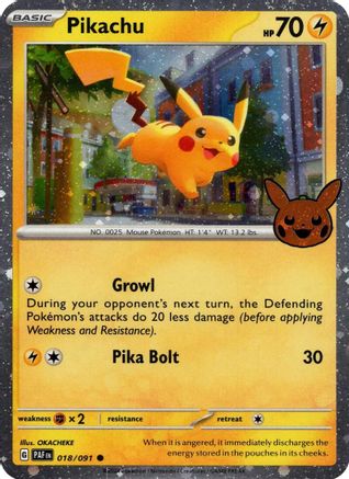 Pikachu - 018/091 (Cosmos Holo) (18) Holofoil - Trick or Trade BOOster Bundle 2024