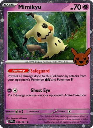 Mimikyu - 037/091 (Cosmos Holo) (37) Holofoil - Trick or Trade BOOster Bundle 2024