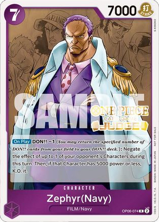 Zephyr (Navy) (Judge Pack Vol. 4) Foil (OP06-074) - One Piece Promotion Cards